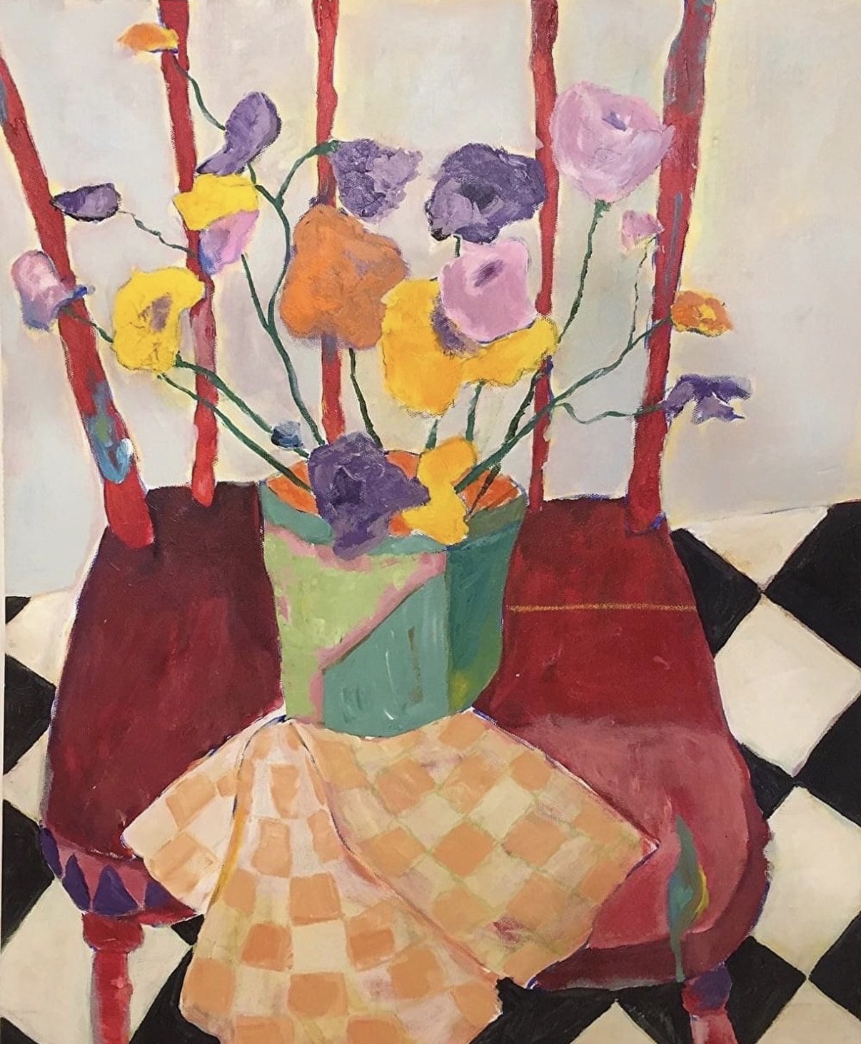 Flowers in Red Chairs